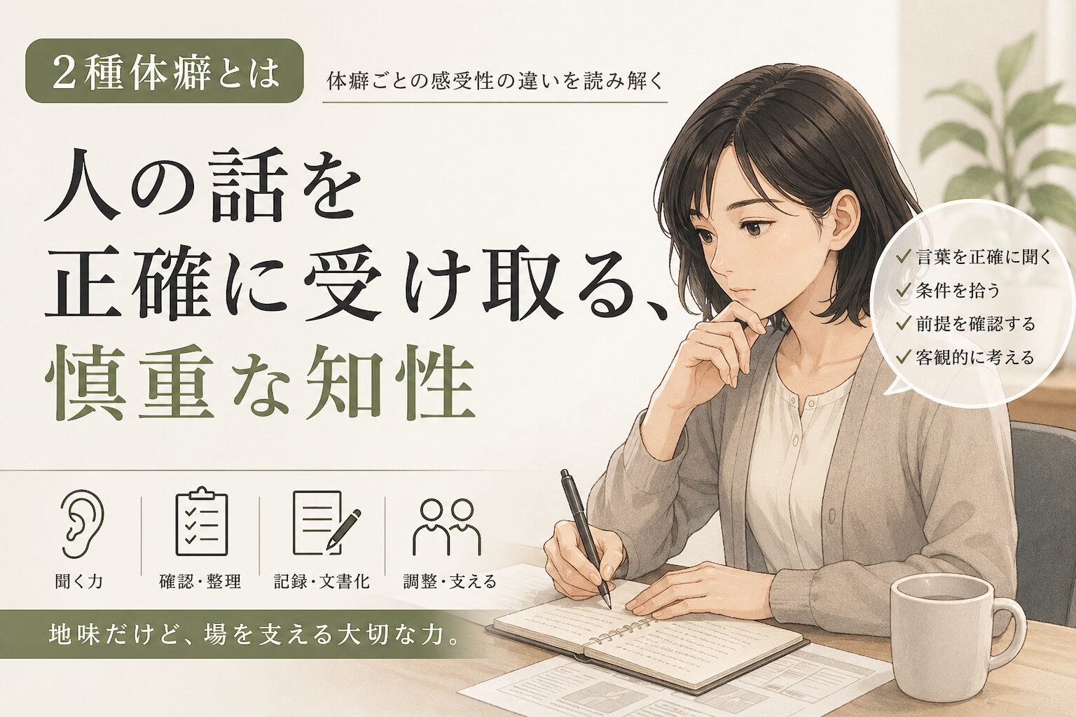 2種体癖とは｜人の話を正確に受け取る、慎重な知性