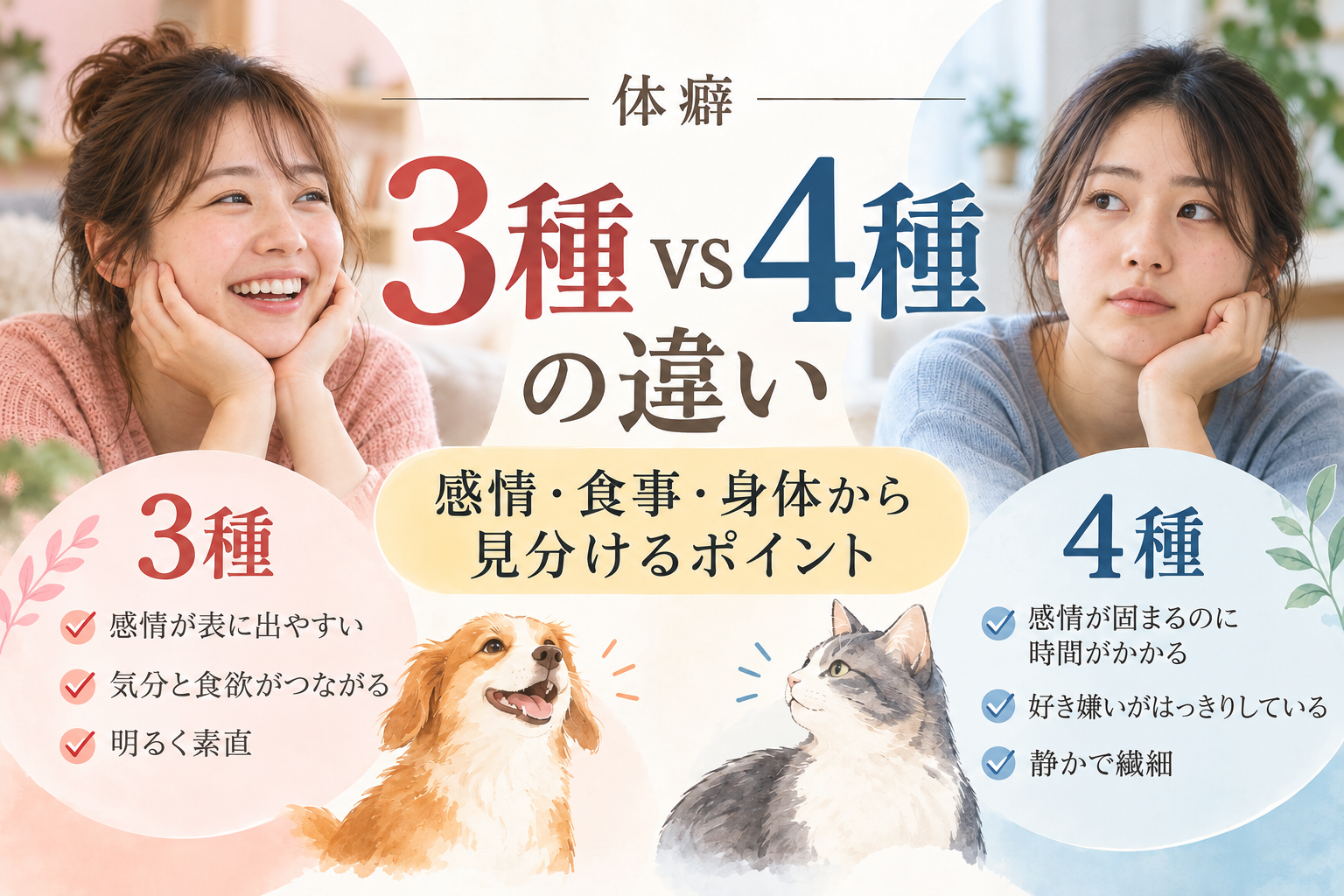 体癖3種と4種の違い｜感情・食事・身体から見分けるポイント