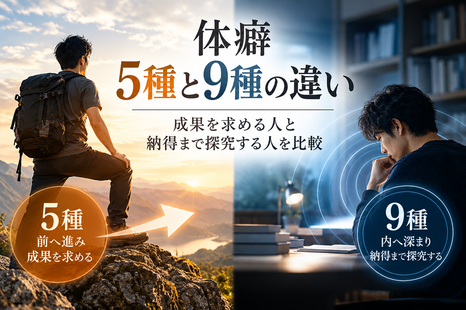 体癖5種と9種の違い｜成果を求める人と納得まで探究する人を比較